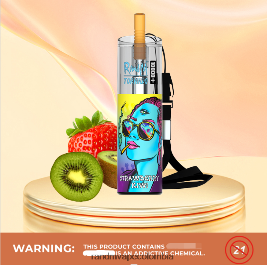 RandM Vape Colombia - RandM Tornado Dispositivo vapeador con control de flujo de aire 10000 plus 1 ud. kiwi fresa PRN4D481