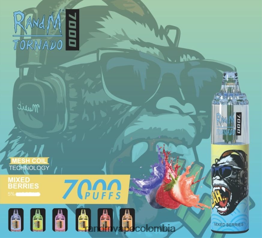 RandM Disposable Vape Puffs - RandM Tornado Dispositivo vapeador con control de flujo de aire 7000 1 ud. bayas mixtas PRN4D4176