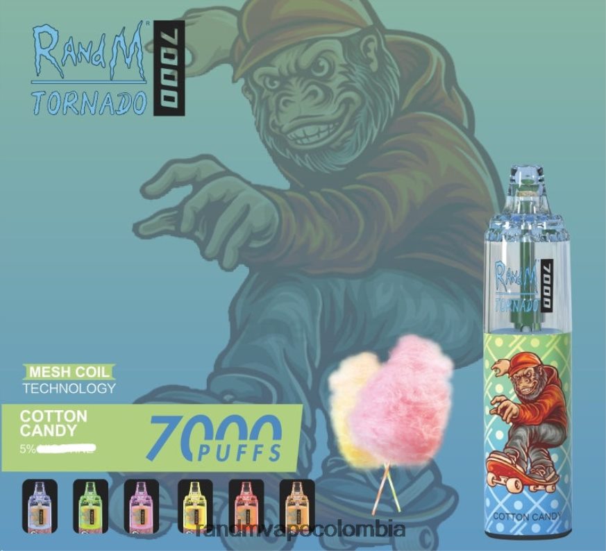 RandM Vape Colombia - RandM Tornado Dispositivo vapeador con control de flujo de aire 7000 1 ud. algodón de azúcar PRN4D4181