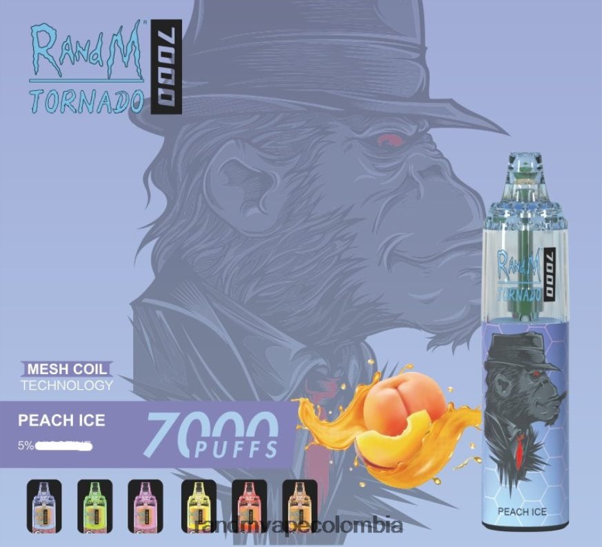 RandM Vape Colombia - RandM Tornado Dispositivo vapeador con control de flujo de aire 7000 1 ud. hielo de durazno PRN4D4171