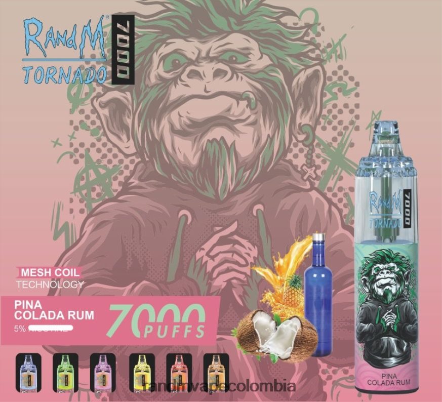 RandM Vape Sale - RandM Tornado Dispositivo vapeador con control de flujo de aire 7000 1 ud. ron piña colada PRN4D4175