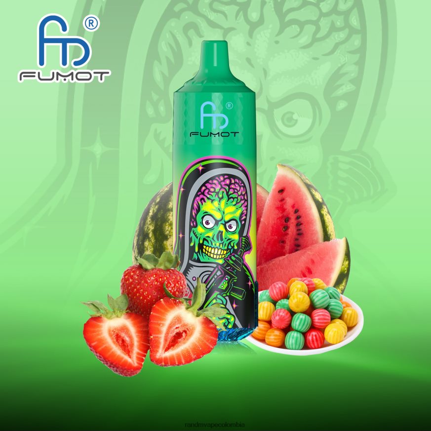 RandM Vape Colombia - Fumot RandM Tornado Dispositivo vape 9000 pro con batería y pantalla ejuice versión 1 chicle de fresa sandía PRN4D4201