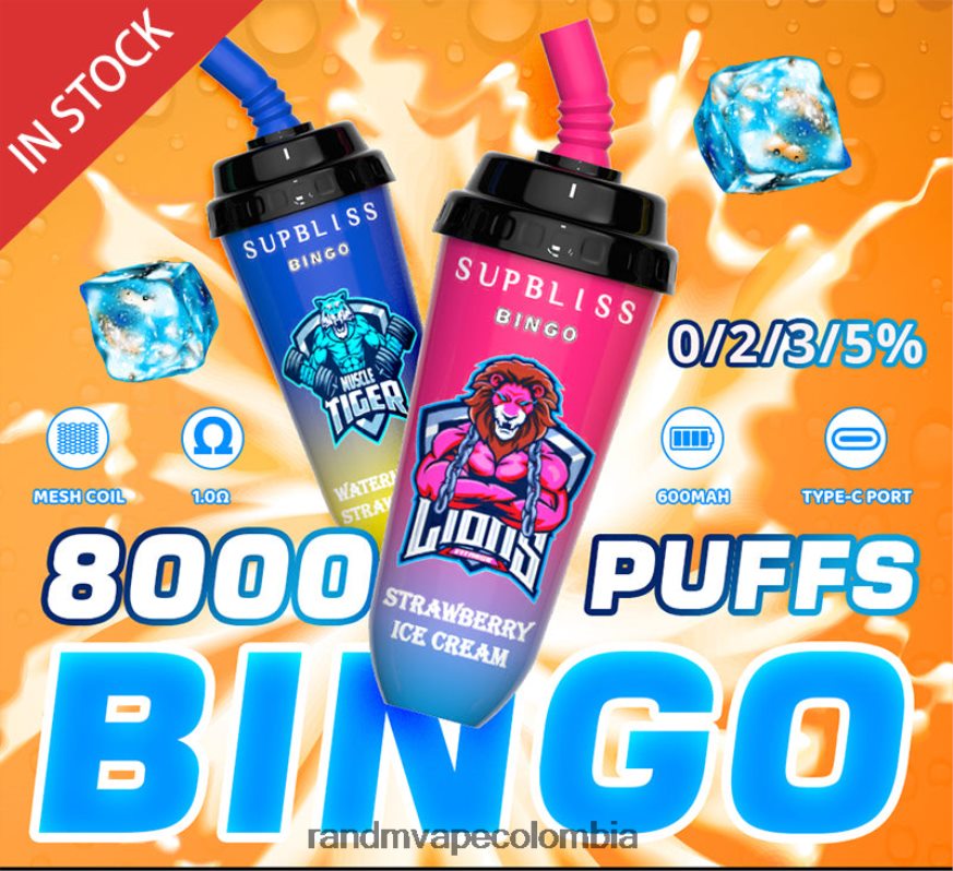 RandM Disposable Vape Puffs - RandM Supbliss Bingo Dispositivo de vapeo 8000 1 ud. helado de fresa PRN4D4256