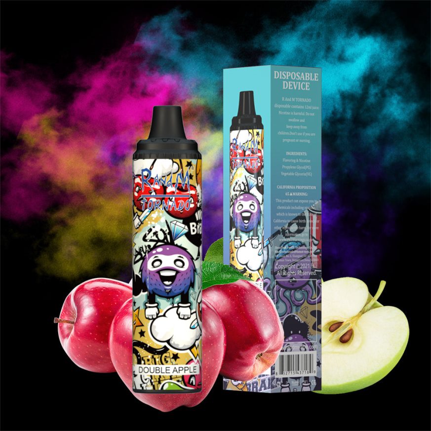 RandM Vape Online - RandM Tornado Dispositivo vape pod con control de flujo de aire 6000 1 pieza manzana doble PRN4D4298