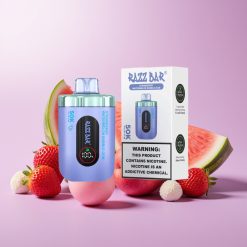 Razz Bar 50K Puffs Desechable Vape Fresa Sandía Chicle con 50000 Caladas, Bobina Mesh 1.0 Ohm, Batería 650 Mah, Recargable Tipo-C, 2% Nicotina